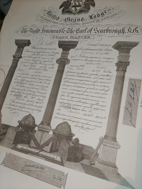 Image 1 of Certificat maçonnique authentique 