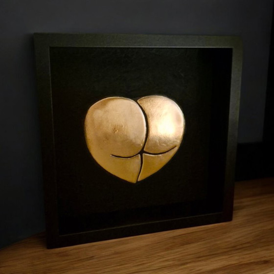Image 1 of Opera d'arte Love ass in oro 23kt con cornice dorata, edizione limitata