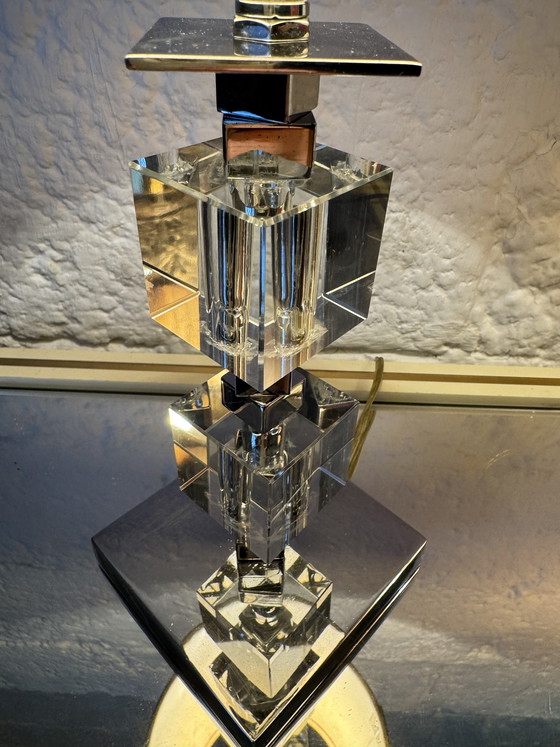 Image 1 of Art Deco lamp in chrome and crystal