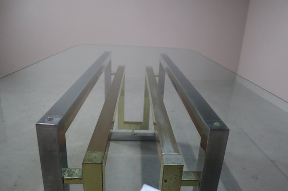 Image 1 of Table de salle à manger vintage en chrome et laiton de Zevi, Italie, années 1970