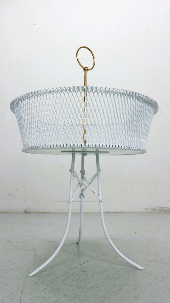 Image 1 of Fioriera d'epoca in metallo bianco e ottone, Francia, anni '60