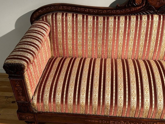 Image 1 of Wunderschönes Empire-Sofa mit Intarsien aus dem 19. Jahrhundert