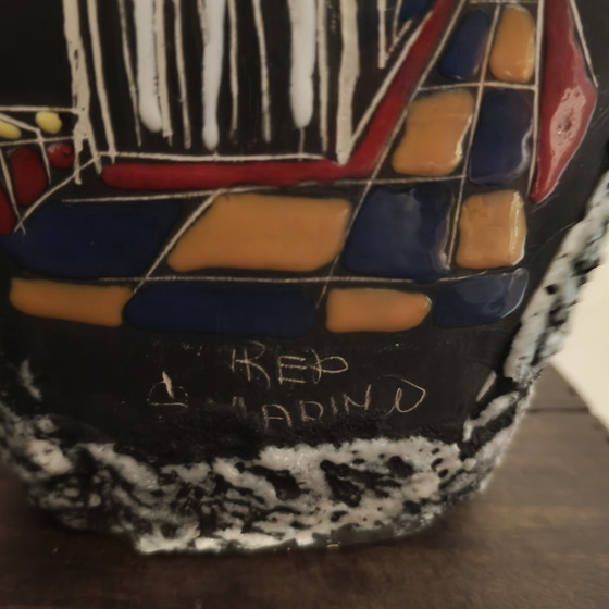 Image 1 of Set of vintage brutalist ceramic vases from the 1960s/70s, signed “Libertas – Rep. S. Marino”.