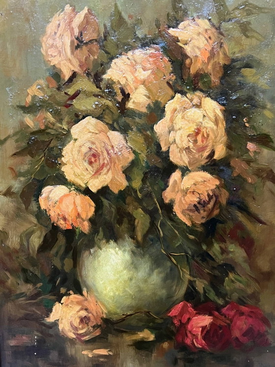 Jacques Maes ( ). Still life signed "Roses". Oil on canvas. – Paintings & Drawings (photo 3 of 10)