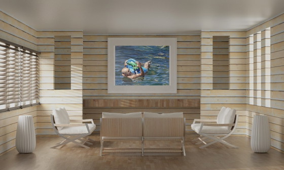 Original Oil Painting Contemporary Art Symbolism Humor Sea Beyond Childhood – Paintings & Drawings, Canvas (photo 2 of 5)