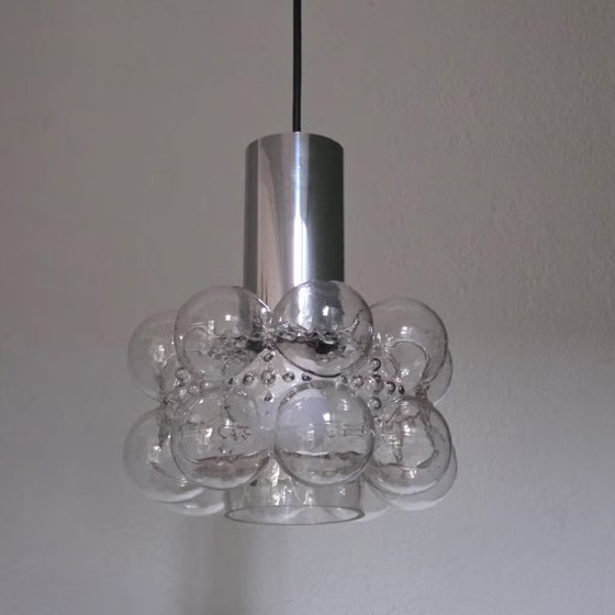 Helena Tynell Bubble lamp 1960s, Vintage Pendant lamp, Glashütte Limburg, Metal, Glass, Transparent (photo 5 of 13)