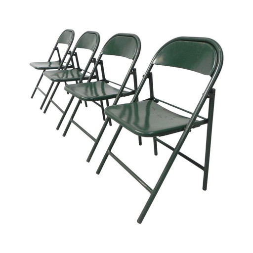 Lot de 4 chaises pliantes industrielles en acier Du-al Dare Inglis, années 60