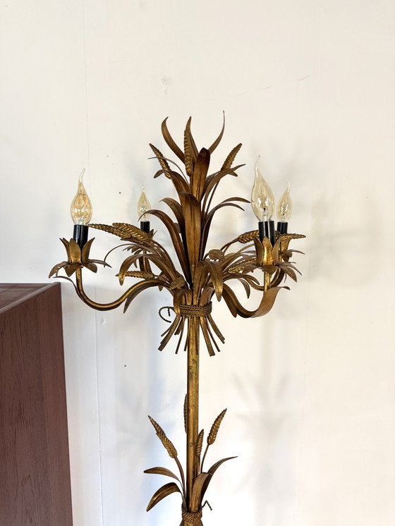 Image 1 of Vintage gilded sheaf of wheat floor lamp, Hans Kögl '70