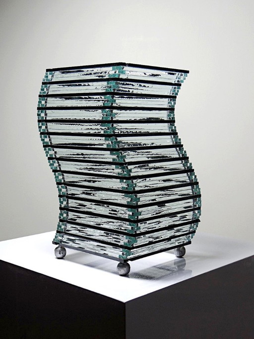 Corps de lampe sculpturale design "Stacked Glass" vintage 75-85's moderniste