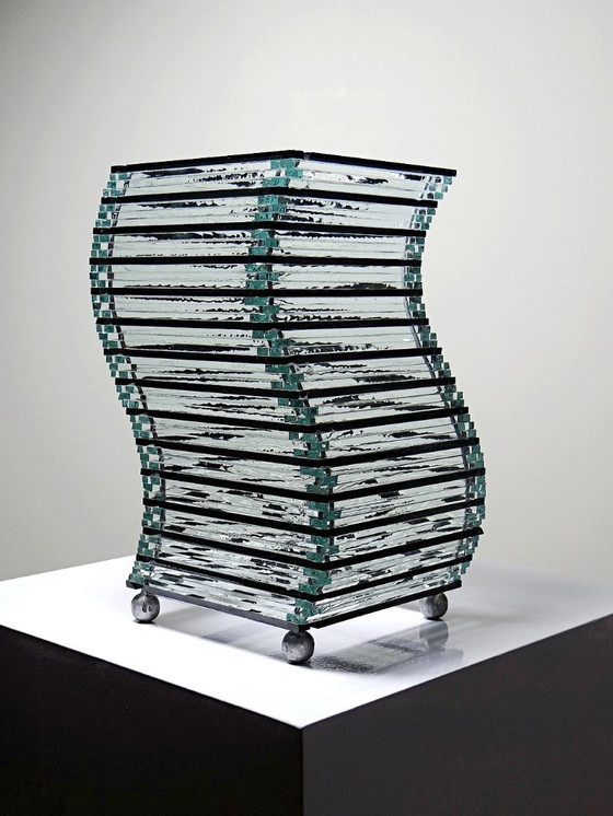 Image 1 of Corps de lampe sculpturale design "Stacked Glass" vintage 75-85's moderniste