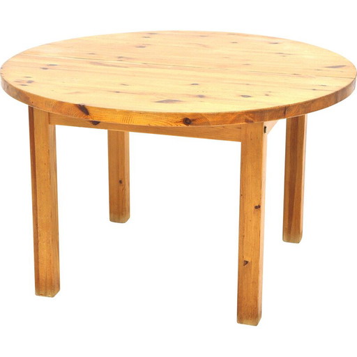 Vintage circular pine table, Sweden 1970s