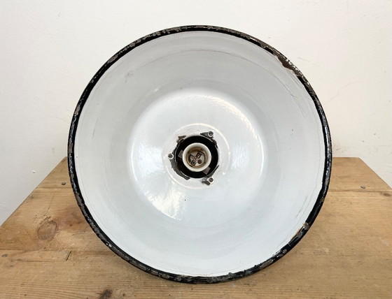 Image 1 of Industrial White Enamel Industrial Lamp with Cast Aluminium Top from EOW, 1950s