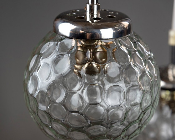 Image 1 of Dromerige cascadelamp, origineel uit de jaren 60/70, plafondlamp met 3 armen, chroom, vintage, mid-century, gerestaureerd