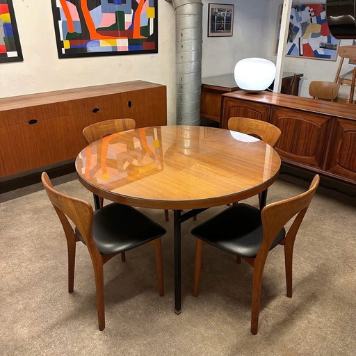 Teak dining table by Paul Geoffroy, 1960