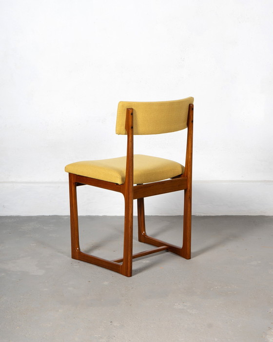 Image 1 of 4x Dining Chairs Made of Afromosia and Mustard Fabric by A. Younger Ltd.