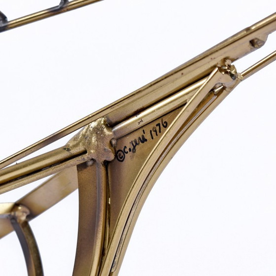 Image 1 of 1976 Curtis Jere Alambre de latón Galeón Barco Velero Escultura de metal Arte