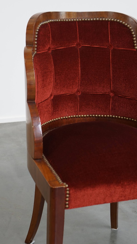 Image 1 of Art Deco Dining/Side Chair mit roter Polsterung