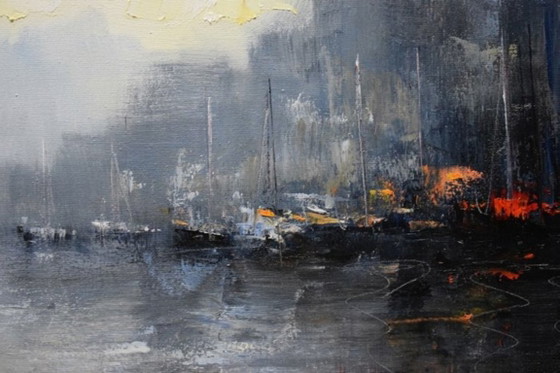 Sławomir Zajkowski - Blue, Peintures et dessins, Toile, Gris, Impressionisme (photo 2 sur 5)