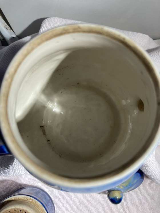 Image 1 of Vintage tweedelige theepot van steengoed van Alphonse Mouton