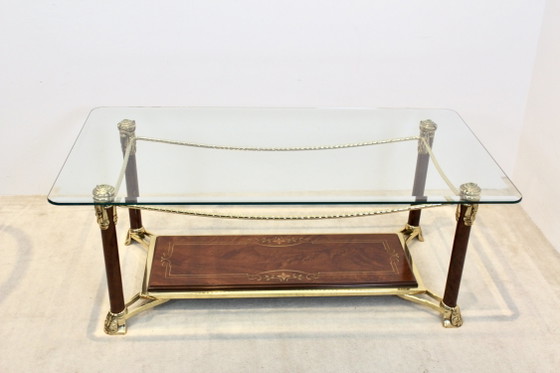 Hollywood Regency Salontafel, Koffietafelboeken, Glas, Messing (foto 7 van 8)