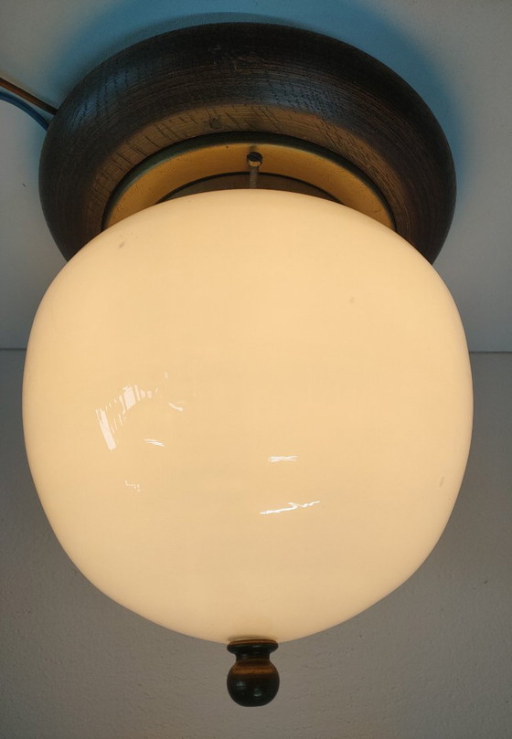 Image 1 of Plafonnier vintage spécial en verre opale (style Art Déco)