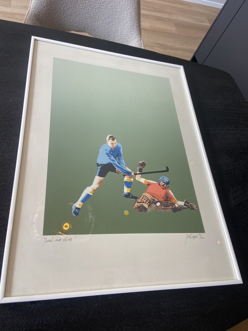 Retro Wim Hoogstraten Lithographies Sérigraphies Push and Slide Hockey