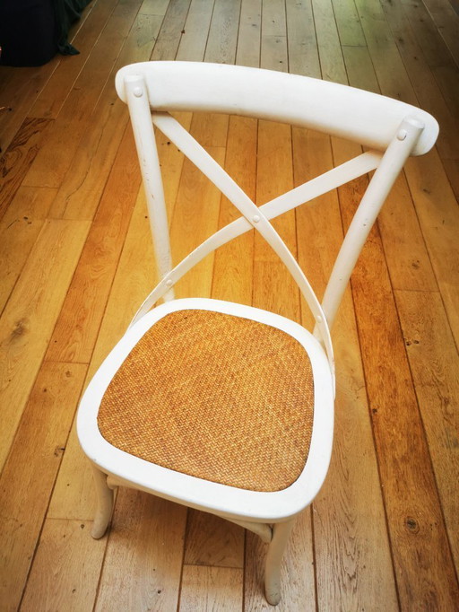 6 sedie da bistrot in legno con seduta in vimini