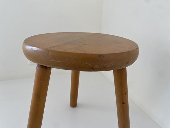 Image 1 of Vintage Wooden Stool - Berger Charlotte Perriand - style
