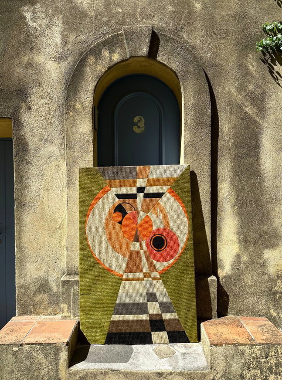 Image 1 of xGroßer kinetischer Original-Wandteppich OPart. Frankreich, 70er Jahre