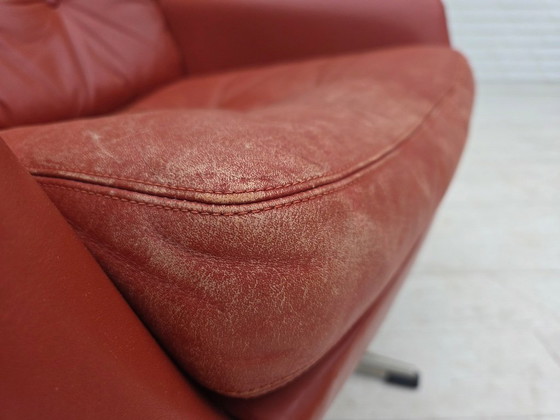 Image 1 of 1970s, Danish design by H.W.Klein, swivel armchair, furniture leather.