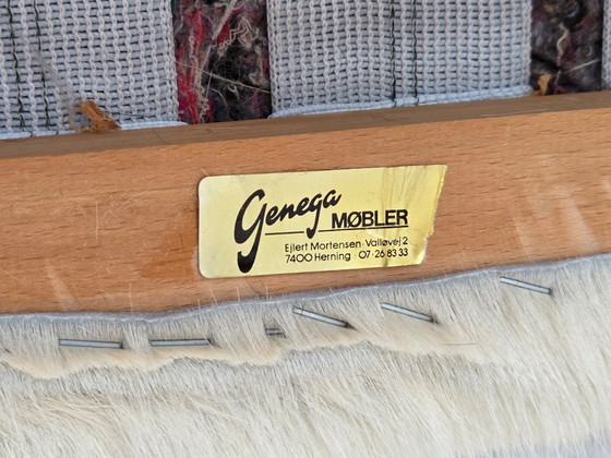 Image 1 of Poltrona danese con schienale alto, anni '60, vera pelle di mucca, legno di quercia, rivestita.