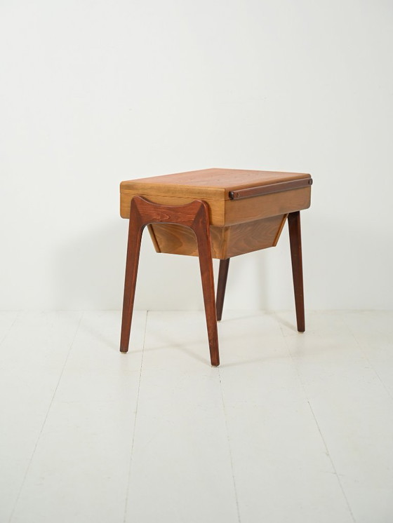 Image 1 of Scandinavian Sewing Table in Teak and Oak