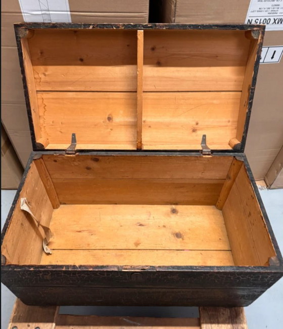 Image 1 of Auténtica maleta de cabina/viaje, color negro/marrón craquelado.