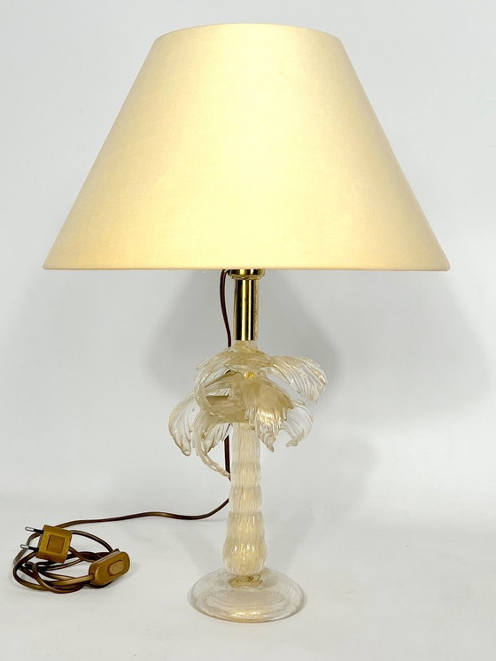 Image 1 of Mid-century rare brass and murano glass table lamp by Tommaso Barbi