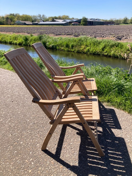 Image 1 of 2 top kwaliteit Gloster teakhouten tuinstoelen verstelbare rugleuning als NIEUW