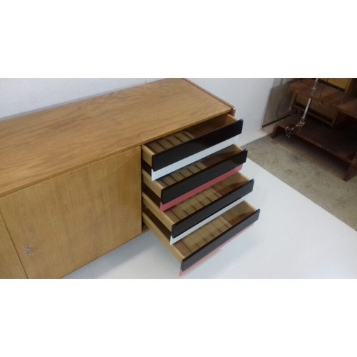 Vintage sideboard designed by Jiří Jiroutek in oak and plastic 1960s