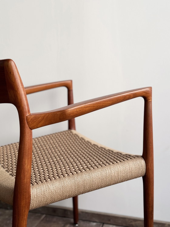 Image 1 of Sillas de comedor danesas Mid-Century modelo 57 de teca de Niels O. Møller para JL Mollers Møbelfabrik, 1950. Juego de 6