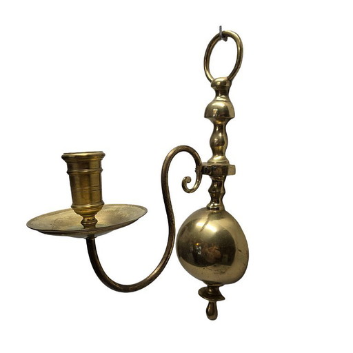 Antique Dutch brass wall sconce, 19th century