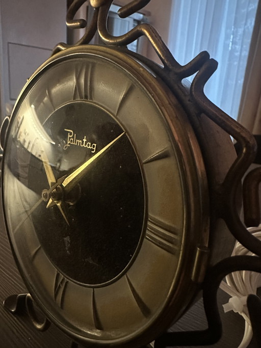 Horloge de table en laiton style Jacob Palmtag vintage, style moderne du milieu du siècle, années 50/60 (occasion)