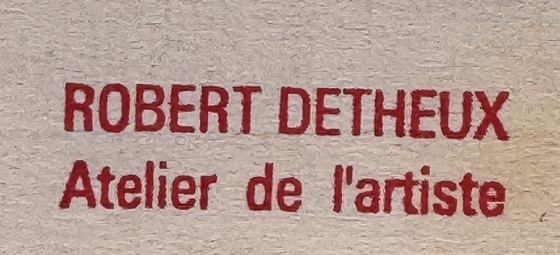 Image 1 of Robert Detheux, raro dipinto surrealista del 1966