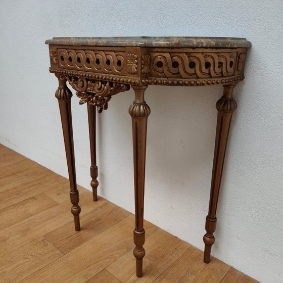 Image 1 of Console table wall console side table marble top and mirror