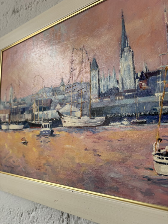 Image 1 of Dipinto ad olio marino nei toni del rosa