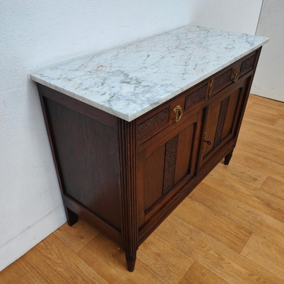 Image 1 of Commode vintage pour salle de bain avec plateau en marbre