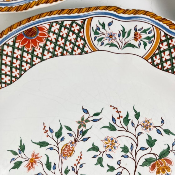 Image 1 of Set aus 6 Gien-Desserttellern, Rouen-Esparsette-Muster, 1990