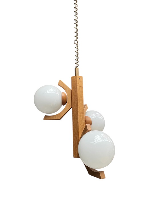 Image 1 of Lampada a sospensione Jaren 70, eiken vuota 