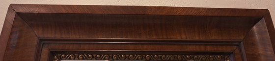 Image 1 of Miroir ancien à bord biseauté dans un cadre en noyer, années 1850