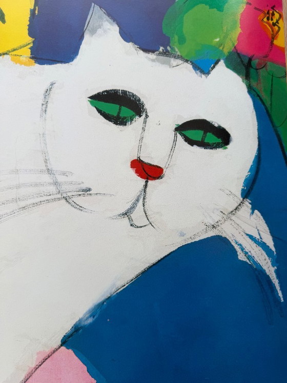 Image 1 of Walasse Ting (1929–2010), Girl with a Cat Galerie Asbæk, Copenhagen, 1987, copyright Walasse Ting, New York/Yves Riviere, Paris