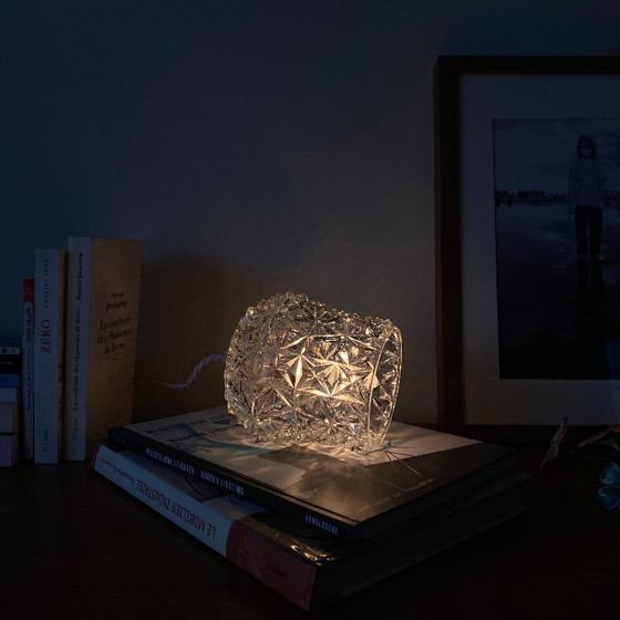 Image 1 of lampada portatile antica a forma di tulipano in vetro trasparente