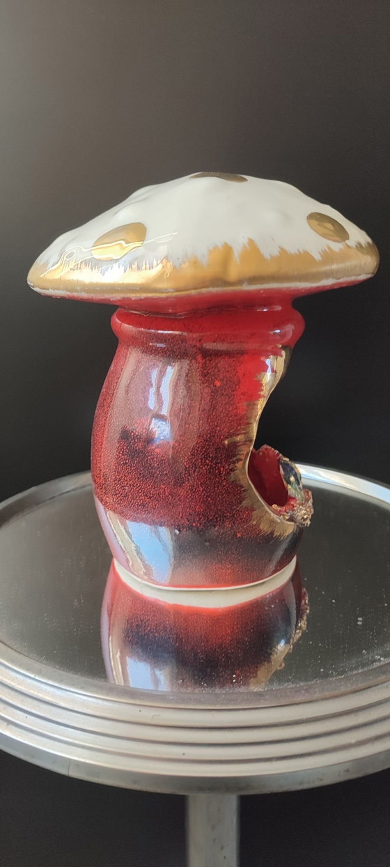Vallauris enamelled ceramic mushroom lamp, 60s/70s. – Table lamps (photo 2 of 13)