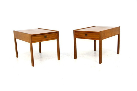 Walnut Nightstands, Sweden, 1960s, Set of 2, Metal, Scandinavian (photo 4 of 4)